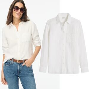 NEW J. Crew Gauze Button-up Shirt For Women Lightweight White Minimalist XS